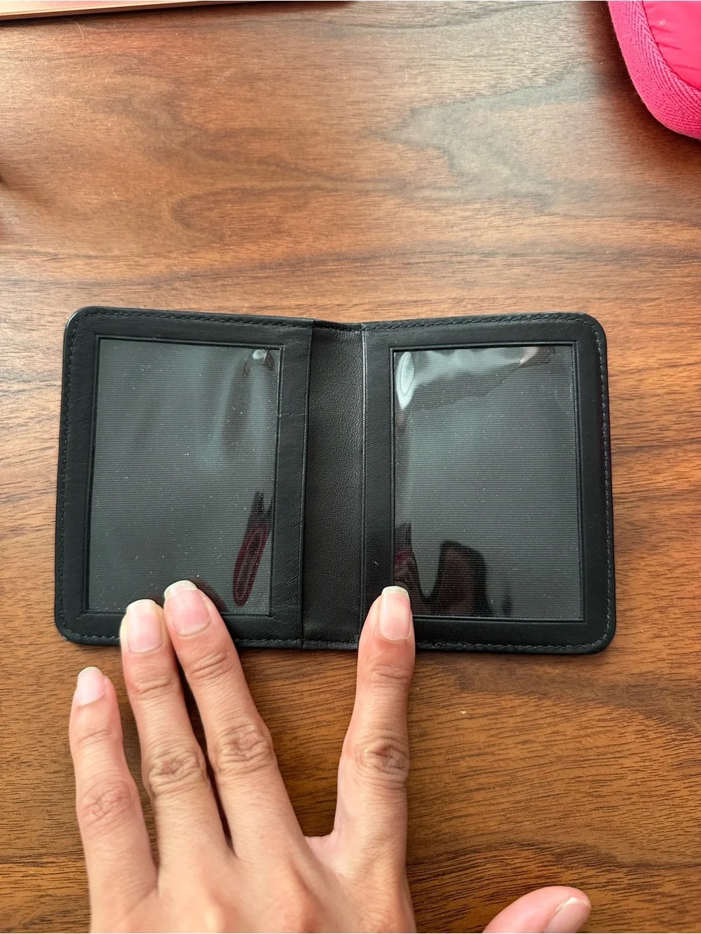 Vintage Coach Black Leather Fold Card Holder with Contrast Stitching